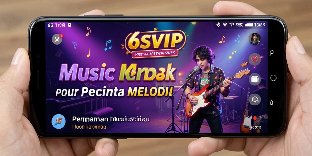 Tangkapan layar gameplay 6SVIP yang menampilkan pengguna bernyanyi dengan penuh semangat.