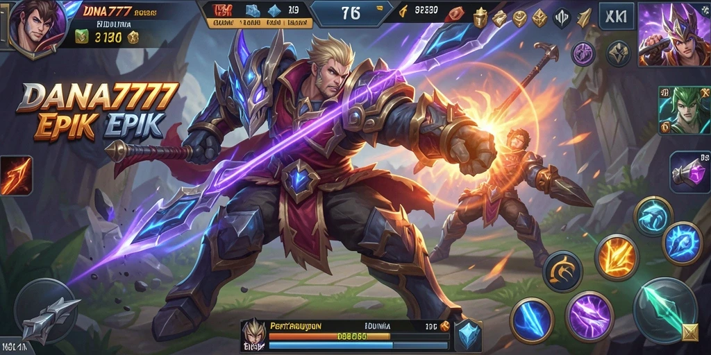 Tampilan gameplay intens DANA777 dalam laga MOBA.