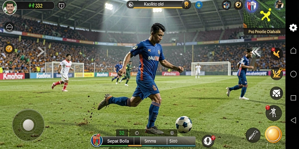 Tampilan gameplay F32 yang menarik dan menegangkan dalam pertandingan sepak bola.