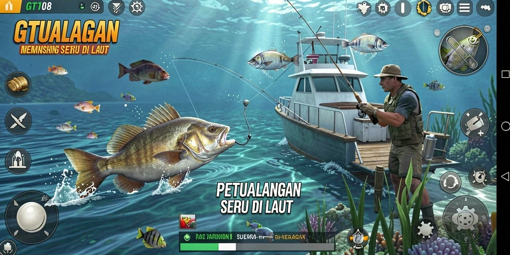Tangkapan besar di GT108 saat bermain memancing di laut.