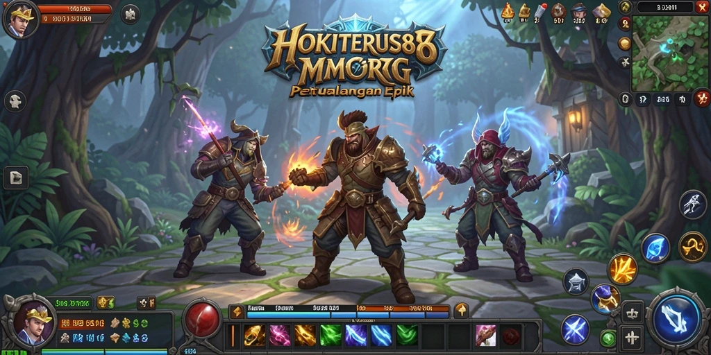 Gameplay HOKITERUS88 dengan pertempuran seru di dunia fantasi.
