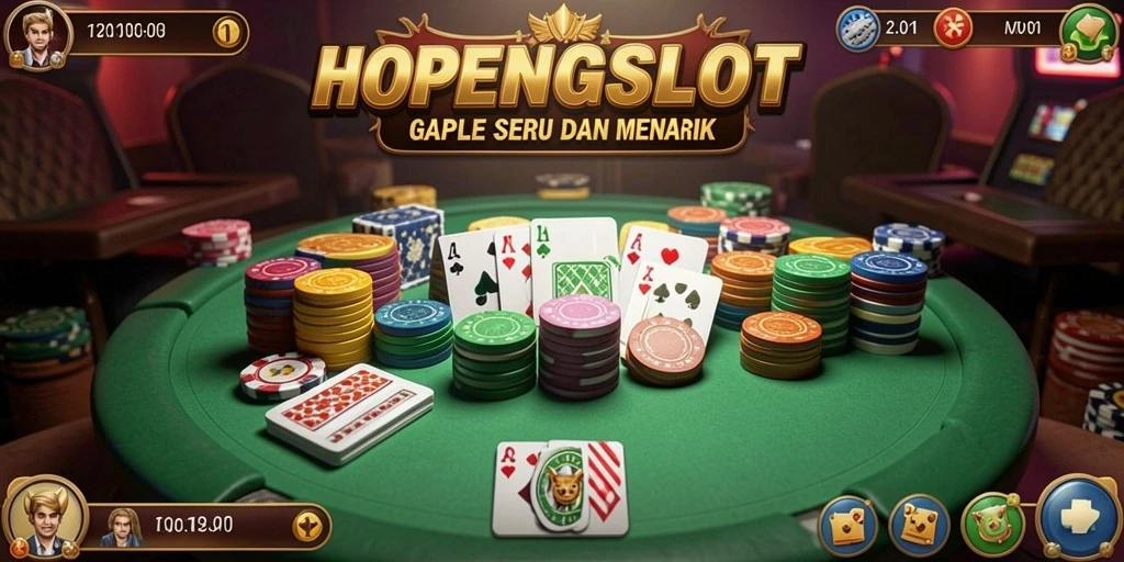 Tampilan gameplay HOPENGSLOT yang menampilkan suasana Gaple yang seru.