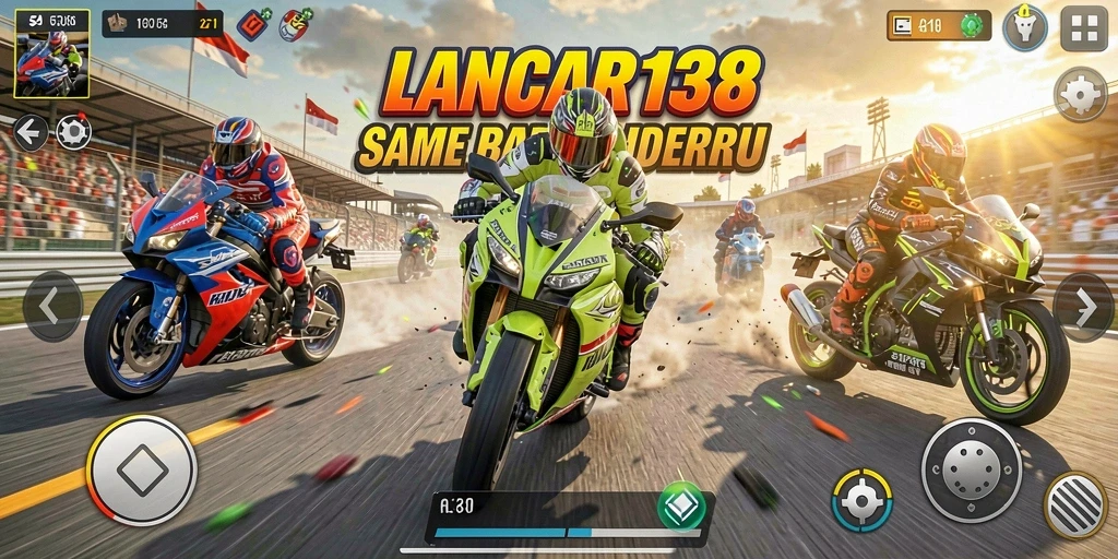 Tampilan gameplay LANCAR138 dengan aksi balap motor yang mendebarkan.