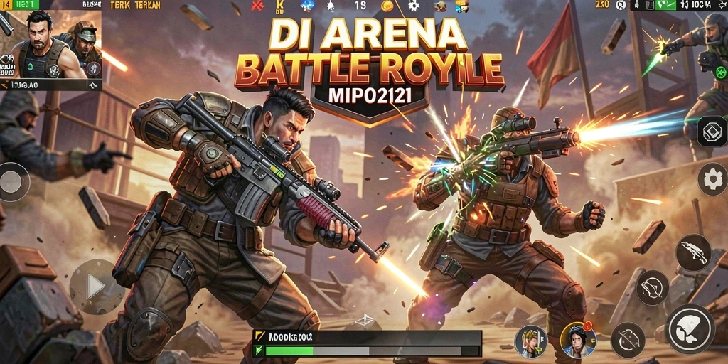 Tangkapan layar MPO2121 menunjukkan aksi intens dalam pertempuran Battle Royale.