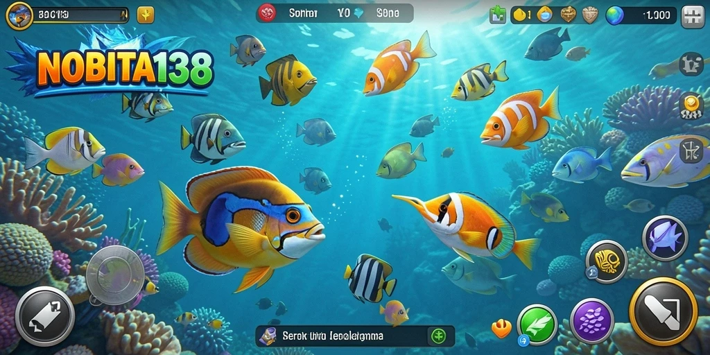 Tampilan gameplay seru di NOBITA138 saat menembak ikan.