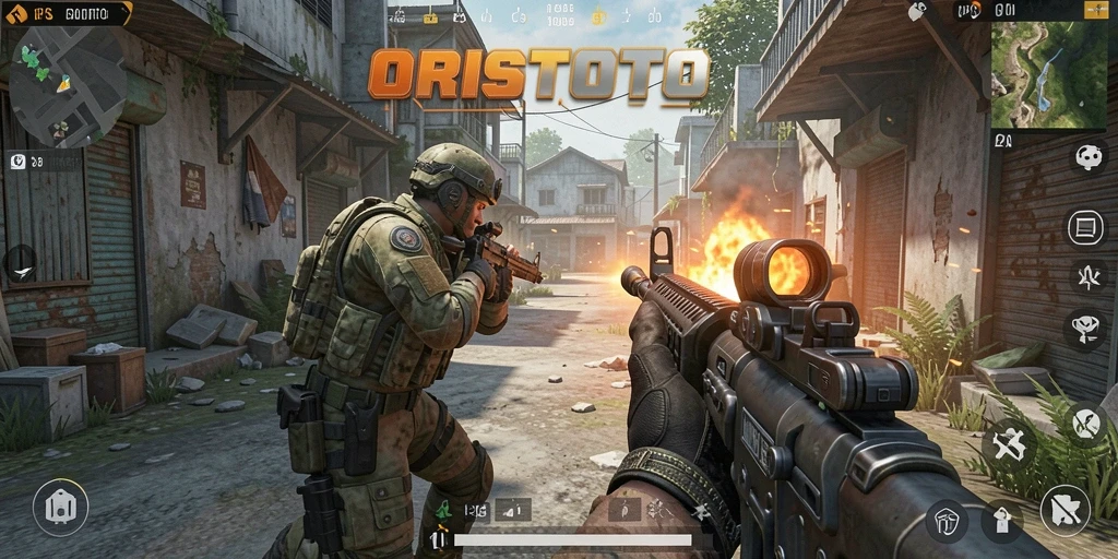 Gameplay ORISTOTO yang seru dalam pertempuran FPS.