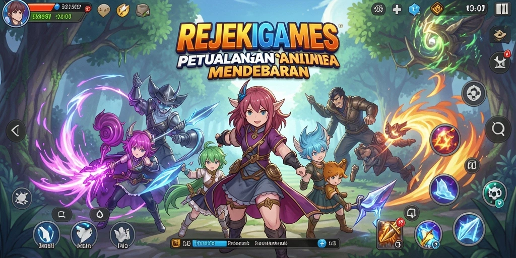 Tampilan gameplay menarik dan karakter penuh warna di REJEKIGAMES.