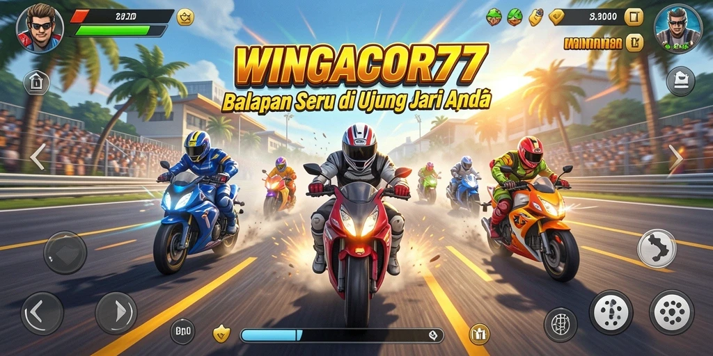 Tampilan gameplay menarik dalam balapan seru WINGACOR77.
