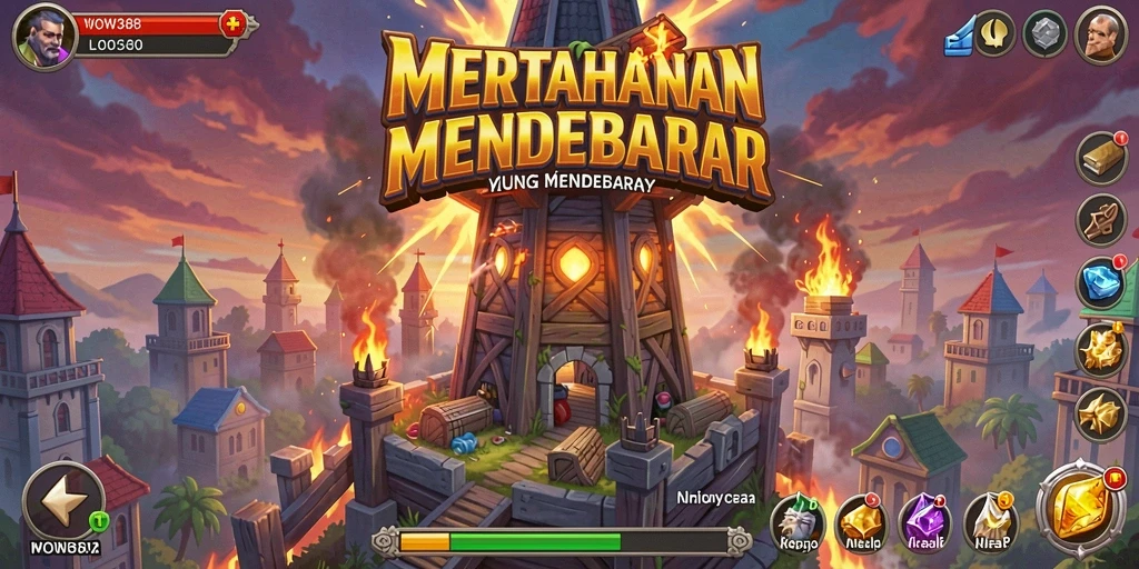 Tangkapan layar menampilkan pertarungan epik dalam game Tower Defense WOW388.